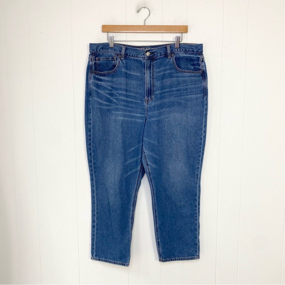 American Eagle Jeans Womens 18 Short Blue Mom Jean High Rise Stretch Casual